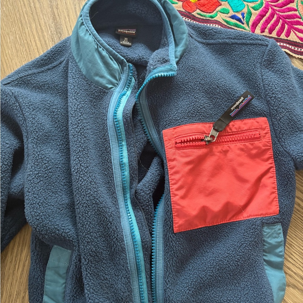 Patagonia Kids Fleece Jacket - Navy and Red